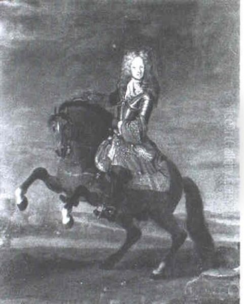 A Cavalier On His Horse With A Battle Ensuing In The Background - view 1