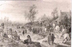 A Cavalry Troop On A Road Through A Village, With Soldiers  Resting In The Foreground by Adam Frans van der Meulen