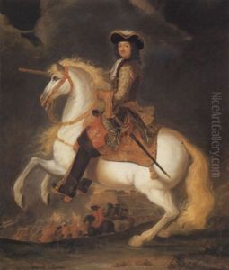 Equestrain Portrait Of Louis Xiv by Adam Frans van der Meulen