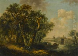 A Pastoral Landscape by Andreas Franciscus ver Meulen