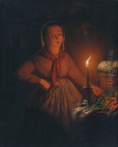Nachtliche Marktszene by Andreas Franciscus ver Meulen