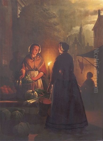 A Market Stall By Night - view 1