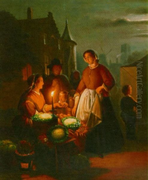A Vegetable Market By Night - view 1
