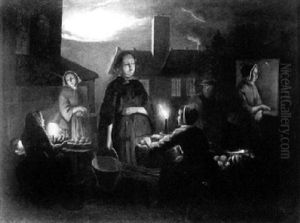 Vegetable Sellers By Candlelight by Andreas Franciscus ver Meulen