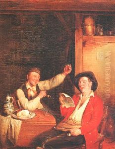 Zwei Bauern In Der Stube by Andreas Franciscus ver Meulen