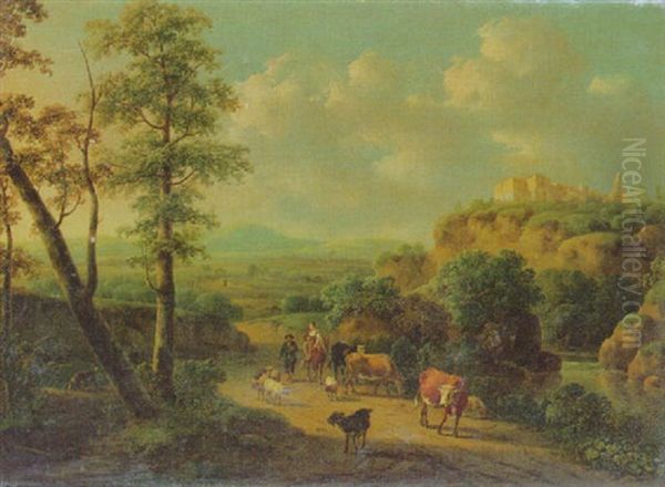 Peasants And Cattle In An Italianate Landscape - view 1