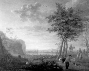 Fluslandschaft Mit Hirten Und Reitern by Cornelis ver Meulen