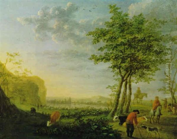 Flusslandschaft Mit Hirten Und Reitern - view 1