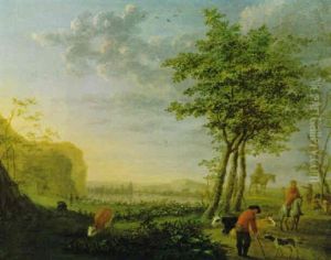 Flusslandschaft Mit Hirten Und Reitern by Cornelis ver Meulen