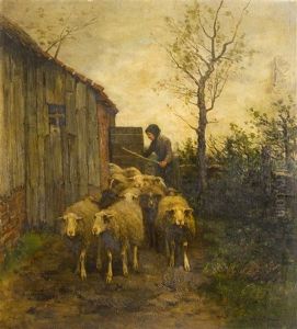 Woman With Sheep by Francois Pieter ter Meulen