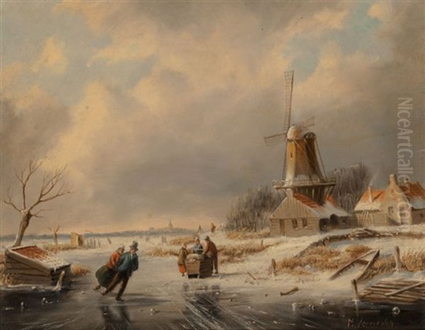 Romantic Winter Landscape, Circa 1890 - view 1