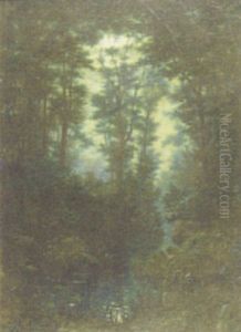 Moonlight River Landscape by Pierre Meulenaere