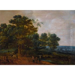 Waldlandschaft Mit Figurenstaffage by Pieter Meulener