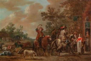 Horsemen Resting Outside The Post Horn Inn by Pieter Meulener