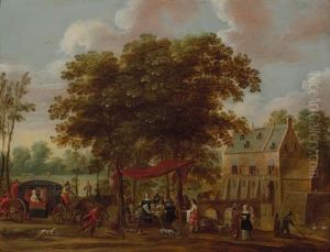 Scene De Banquet Sous De Grands Arbres