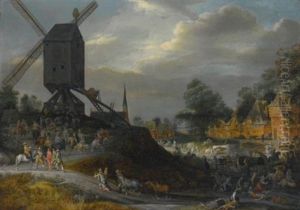 Sack Of A Flemish Village By Spanish Soldiers by Pieter Meulener