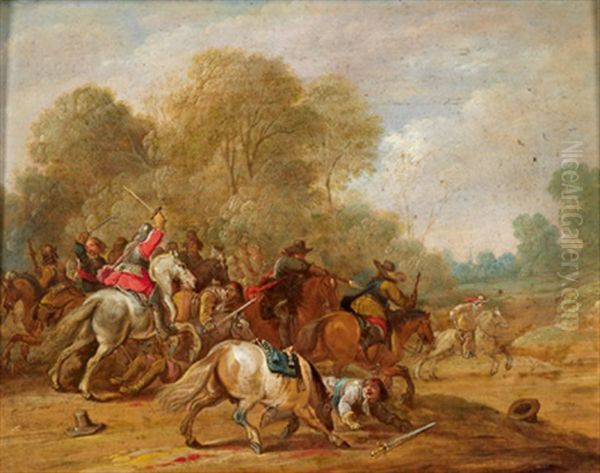 Reitergefecht In Einer Bewaldeten Landschaft - view 1