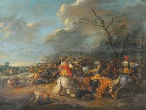 Ruitergevecht by Pieter Meulener