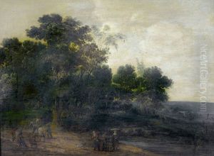 Waldlandschaft Mit Figurenstaffage by Pieter Meulener