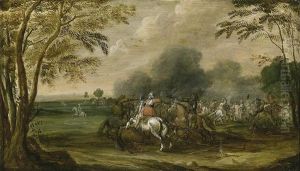 Combat De Cavalerie (+ Another, Similar; Pair) by Pieter Meulener