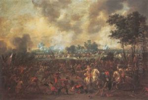 A Cavalry Skirmish On An Extensive Battlefield by Pieter Meulener