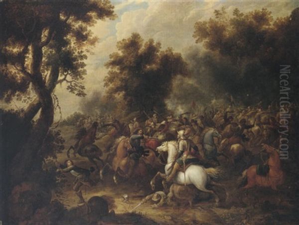 A Cavalry Engagement At The Edge Of A Wood - view 1