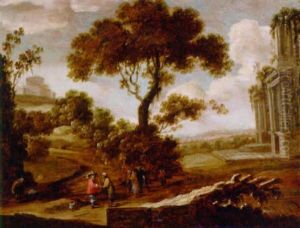 A Gypsy Reading A Traveller's Fortune In A Landscape