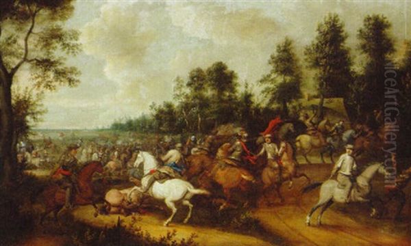 A Cavalry Engagement On A Road - view 1