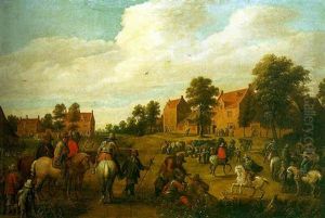 A Military Encampment By A Village