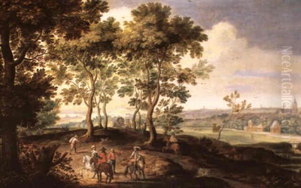 Reiter Und Reisende In Einer Bewaldeten Landschaft - view 1