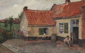 Borain Accroupi Devant Sa Demeure by Constantin Meunier