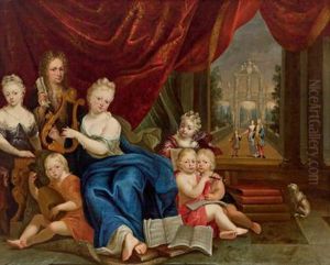 Ritratto Di Gruppo Della Famiglia Pangaert D""""opdorp Mentre Fa Musica In Un Giardino
