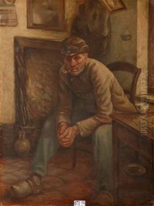 Paysan Fumant La Pipe Dans Un Interieur by Constantin Meunier