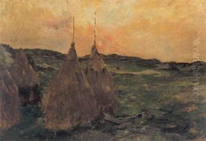 Les Meules Au Crepuscule by Constantin Meunier