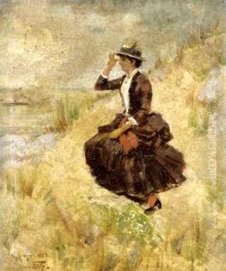 Dame In De Duinen, Kijkend Naar De Zee Dame In De Duinen, Kijkend Naar De Zee