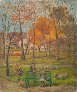 Street And Park Scene, Possibly In Terrace Park, Ohio