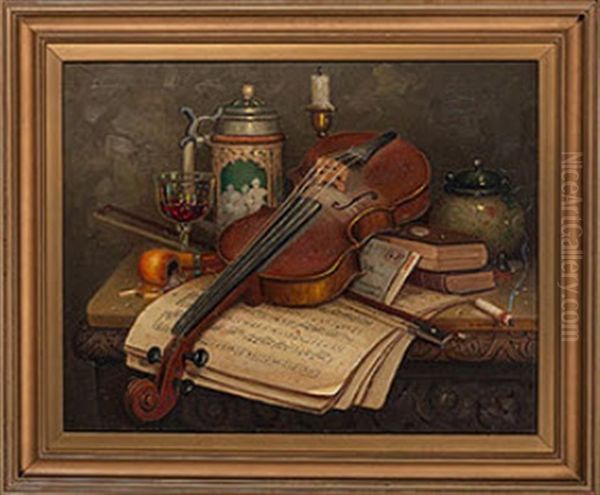 Still Life With Violin And Beer Stein - view 1