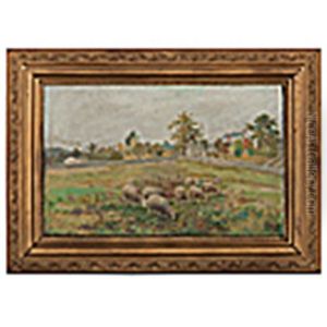Pastoral Landscape With Sheep by Charles Alfred Meurer