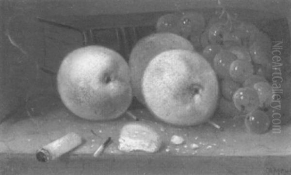 Trompe L'oeil Still Life Of Apples, Grapes And A Cigarette - view 1