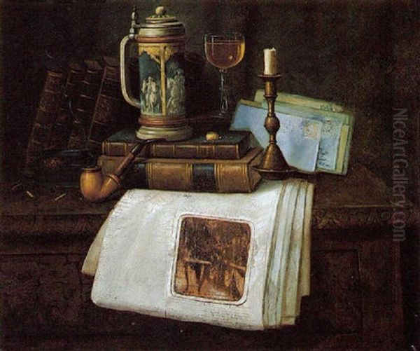 Still Life With Tankard, Newspaper, Books And Pipe - view 1