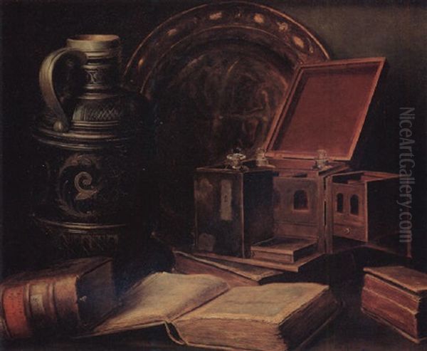 Still Life With Books, Jug And Tantalus - view 1