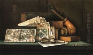 Still Life With Currency, Pipe, Pistol And Letter by Charles Alfred Meurer