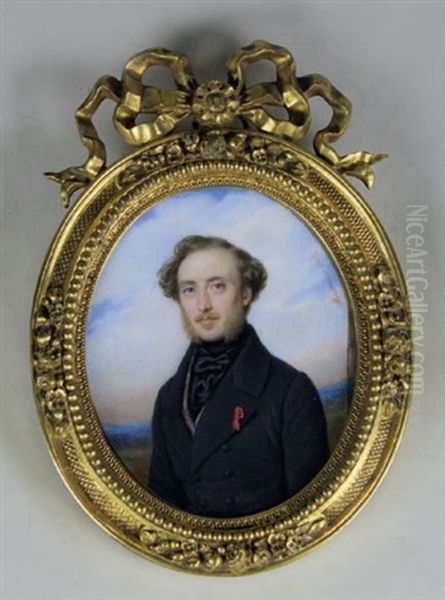 Miniature A Vue Ovale Figurant Un Gentleman - view 1