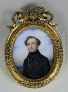 Miniature A Vue Ovale Figurant Un Gentleman