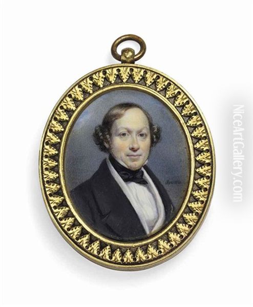 A Gentleman, In Black Coat, White Shirt And Waistcoat, Black Tied Cravat - view 1