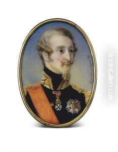 Portrait De Louis, Duc De Nemours En Uniforme Bleu, Decore Du Cordon Et De La Plaque De Grand-croix De L'ordre De La Legion D'honneur Et De La Croix De Commandeur De L'ordre Belge De L&