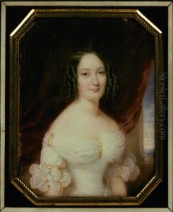 La Princesse Clementine D'orleans En Robe De Soie Blanche