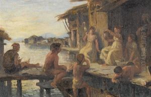 Pfahlbauten Mit Kindern Und Erwachsenen