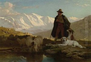 Hirte In Landschaft Hirte In Landschaft