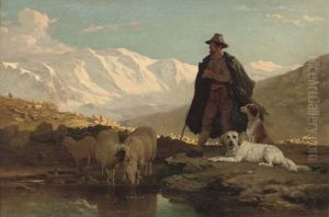 A Shepherd In The Swiss Alps by Albert De Meuron